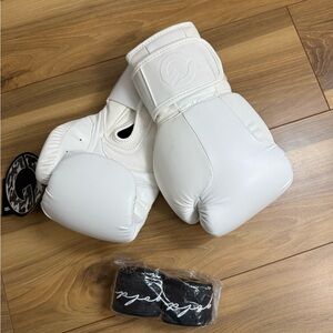White Boxing Gloves with Wraps